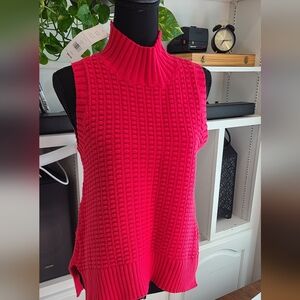 French Connection Sleeveless Hot Pink Mozart Popcorn Sweater
